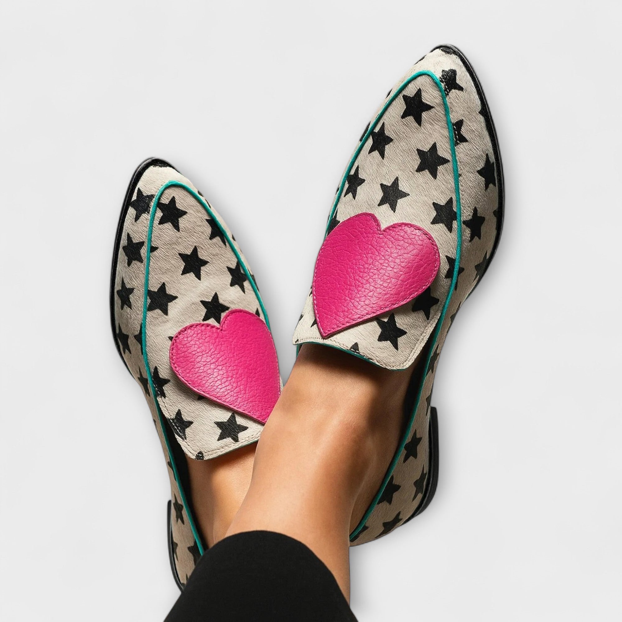Jovie – Beige Loafers with Heart Patch